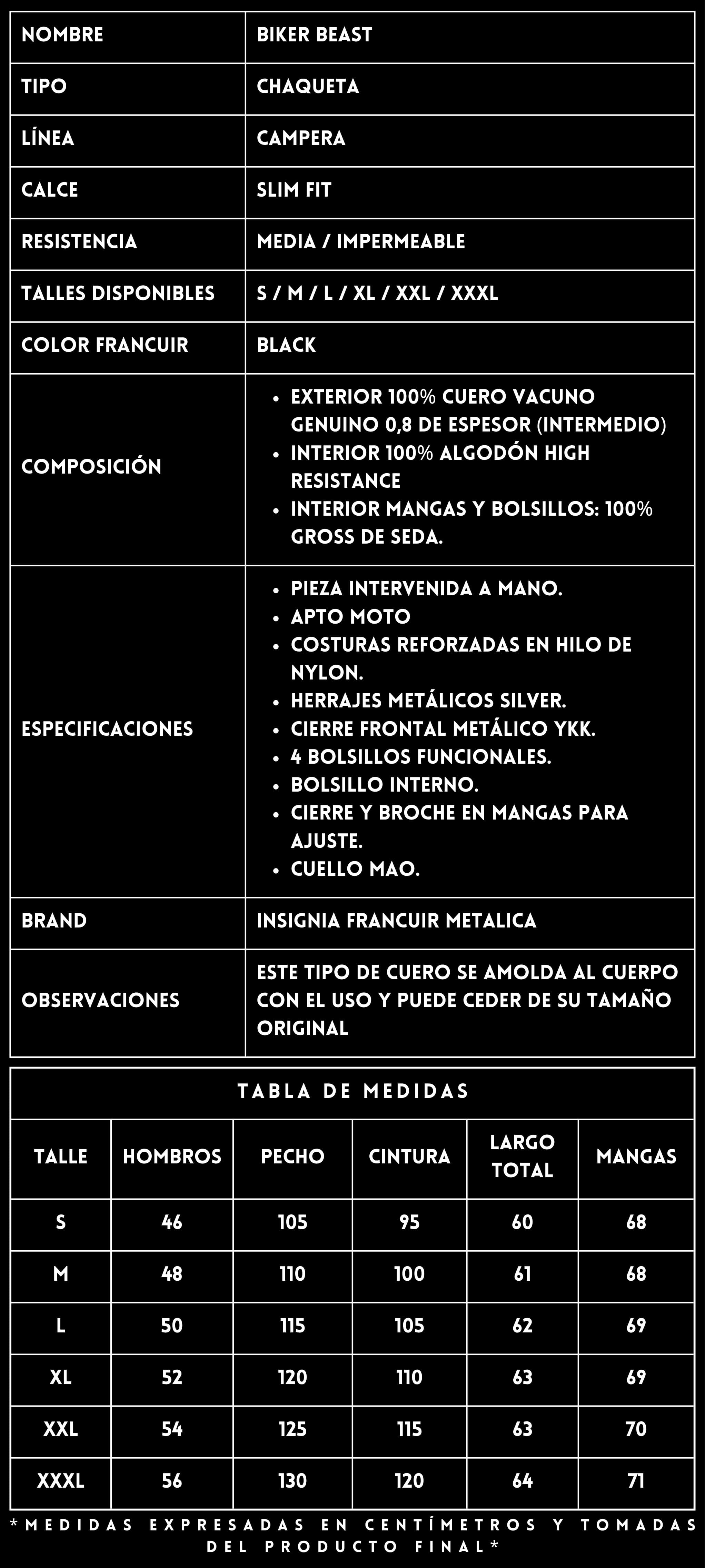 FICHA TÉCNICA_CAMPERA DE CUERO_BIKER BEAST_FRANCUIR